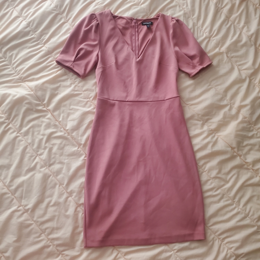 NWT Express Pink Short Sleeve Tie Back Dress